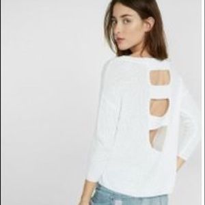 Express White 3/4 sleeve sweater with cut out back